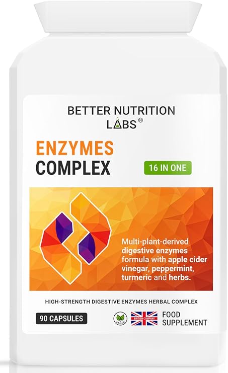 Enzymes Complex - 16-in-1 Digestive Enzymes with Apple Cider Vinegar, Peppermint & Turmeric – High-Strength Formula - Digestion & Gut Health – 100 Capsules – Better Nutrition Labs