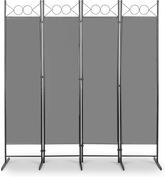 4 Panel Room Divider, 5.74FT Room Dividers Free Standing, Portable Folding Privacy Screen Wall Room Partition Separator for Living Room, Bedroom, Dining Room, Office, Restaurant, Hospital (Grey)