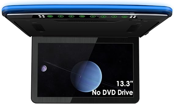 XTRONS 13.3 Inch Car Overhead Player Ultra-Thin 1920 * 1080 FHD Screen Car Roof Mounted Flip Down Car TV Support HDMI, USB (Built in Speaker)