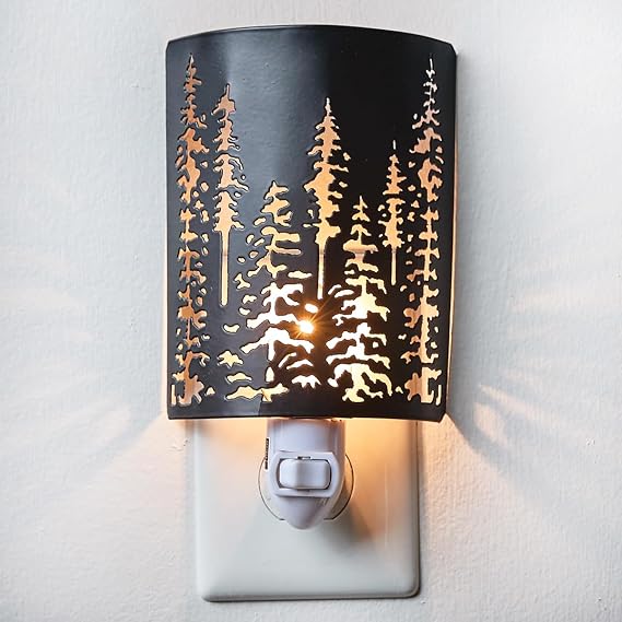 BLACK FOREST DECOR Woodland Pines Nightlight, 3 1/2" W x 2 1/4" D x 6 3/4" H