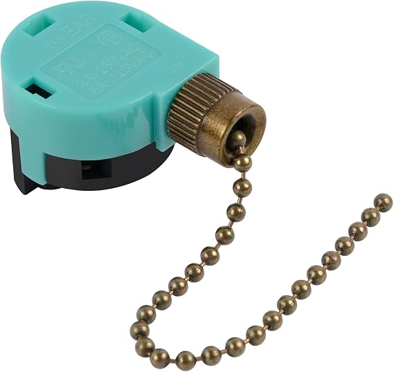 Ceiling Fan Switch Zing Ear ZE-268S6 Pull Chain Switch 3 Speed 4 Wire Pull Chain Switch Control Ceiling Fan Replacement Speed Control Switch, Bronze 1PCS