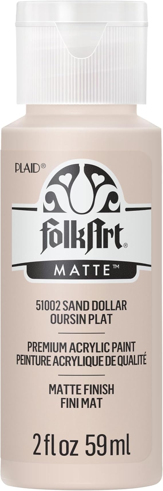 FolkArt Acrylic Craft Paint, Sand Dollar 2 fl oz Premium Matte Finish Paint, Perfect For Easy To Apply DIY Arts And Crafts, 51002