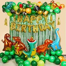 GoGoGoodie Dinosaur Theme Birthday Party Decorations Green Dino Party Decor for Boys Kids 3-12 Year Old Celebration