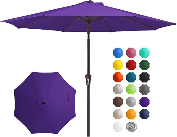 JEAREY 10 ft Outdoor Patio Umbrella w/Tilt and Crank, Dark Purple
