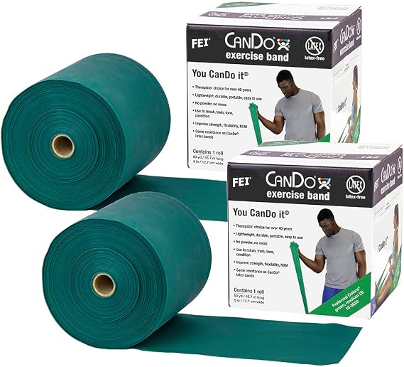 CanDo Twin-Pak Latex-Free Exercise Band, Green