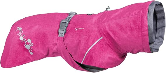 Hurtta Monsoon Coat II ECO, Wet Weather Dog Raincoat Coat, Ruby, 22 in