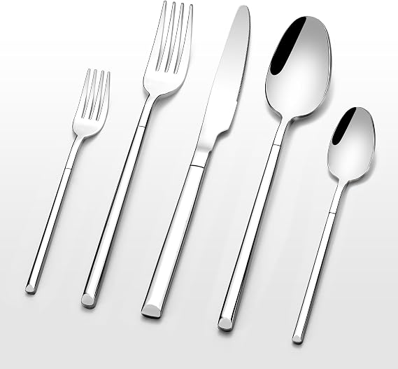 Silverware Set for 4, Prendcyx Heavy Duty Stainless Steel Forged Flatware Set, 20 Piece Premium Cutlery Sets including Spoons and Forks Set, Dishwasher Safe