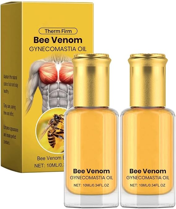 2PCS Gfouk Thermofirm Bee Venom Gynecomastia Oil, Gfouk Bee Venom Gynecomastia Oils, Chest Muscles Bee Venom Oil, Strengthen The Chest Muscles