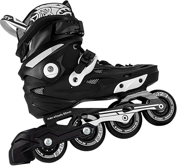 Inline Skates for Men Women, Inline Roller Skate Blades for Adult, 4 Wheels 80-76mm Professional Outdoor Fitness Inline Speed Skates, Black-White