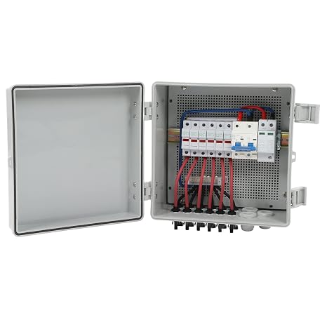 PV Combiner Box, 6 String Solar Combiner Box with 100A, 15A Rated Current and 40KA Protective Device IP67 for On Off Grid Solar Panel System