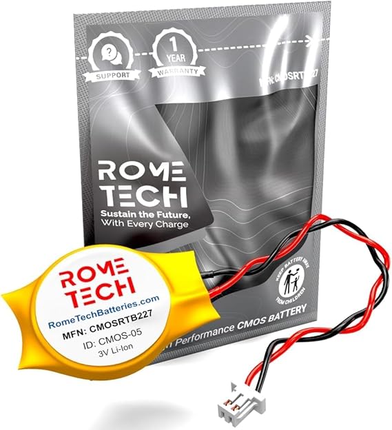 Rome Tech CMOS Battery for Acer Aspire 1 A115-32, A315-53G-3545, A315-54-54XP, A315-58 - BIOS RTC 3V CR2032 with 2 Pin 2 Wire Cable