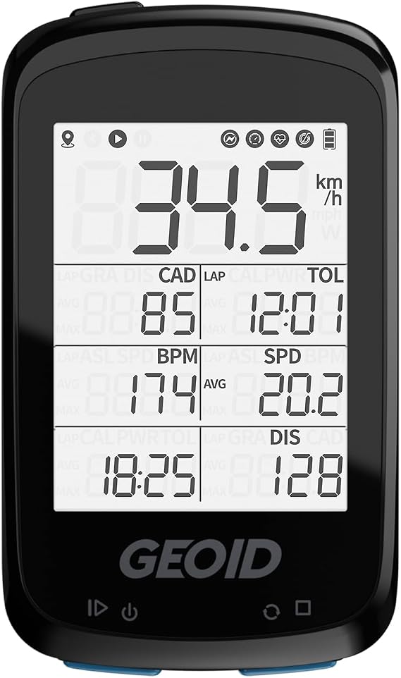 GEOID CC500 Bike Computer GPS, Wireless Bike Speedometer, ANT+ Bluetooth 2.5 Inch Bicycle Computer,IPX6 Waterproof Cycling Computer with Auto Backlight