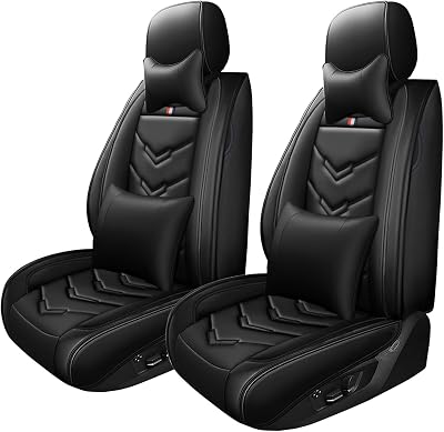 SXXC Car Seat Cover for Cadillac Xts 2013-2019, Waterproof Durable Compatible Airbag, Premium Leather Seat Protector2 Seats Luxury,Black