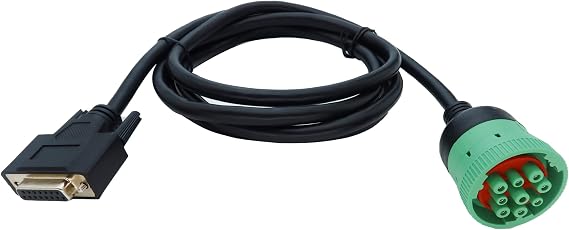 Type2 Green 9Pin J1939 to DB15 ELD Cable for Fleet Management ELD Device for Truck 6.6ft/2M