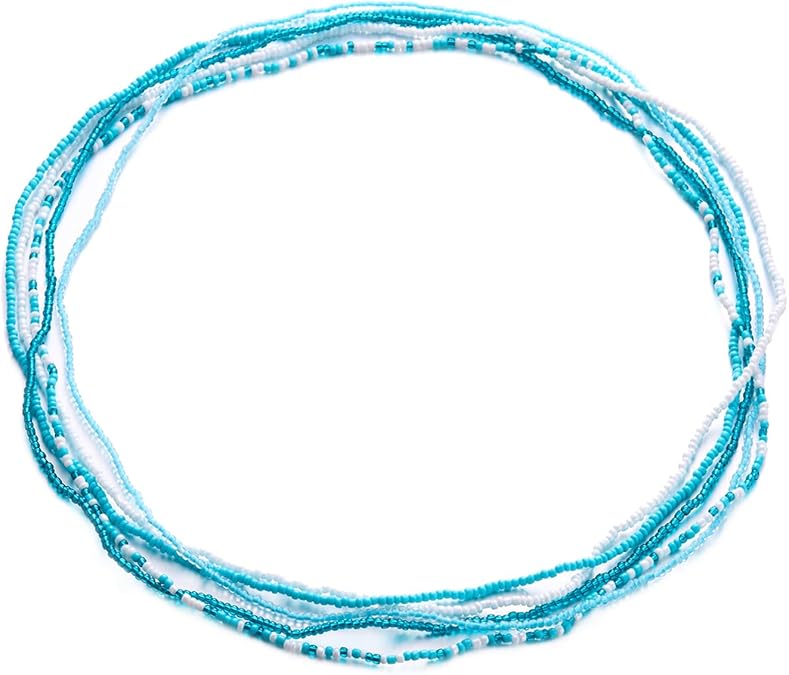 Boho Waist Beads Chains Set Colorful Summer African Belly Chain Elastic Waist Beads for Weight Loss Body Chains Bikini Beads Jewelry for Women