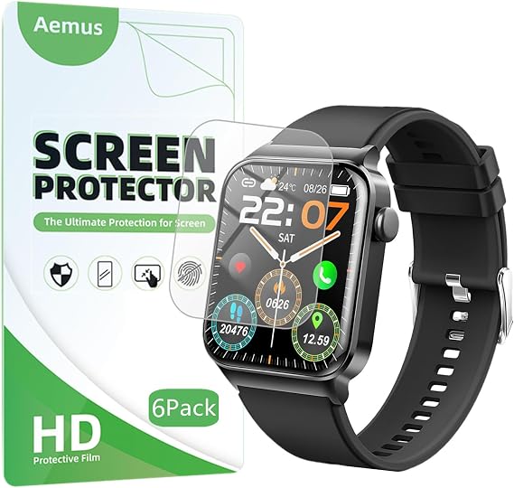 Screen Protector Compatible for STECEi T50S Smart Watch 1.85" (6 Pack) Full Coverage Clear TPU Soft Film
