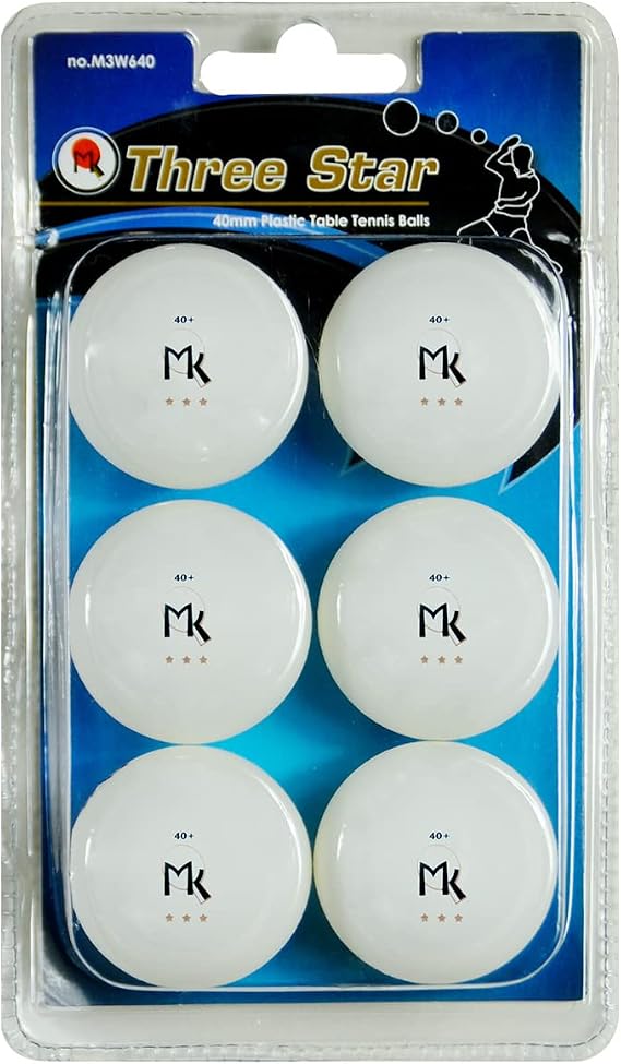 3 Star Table Tennis Balls - 6 Pack - 40mm Ping Pong Balls - White - Poly Ping Pong Balls - Excellent Quality - Great For Schools, Homes, And Training