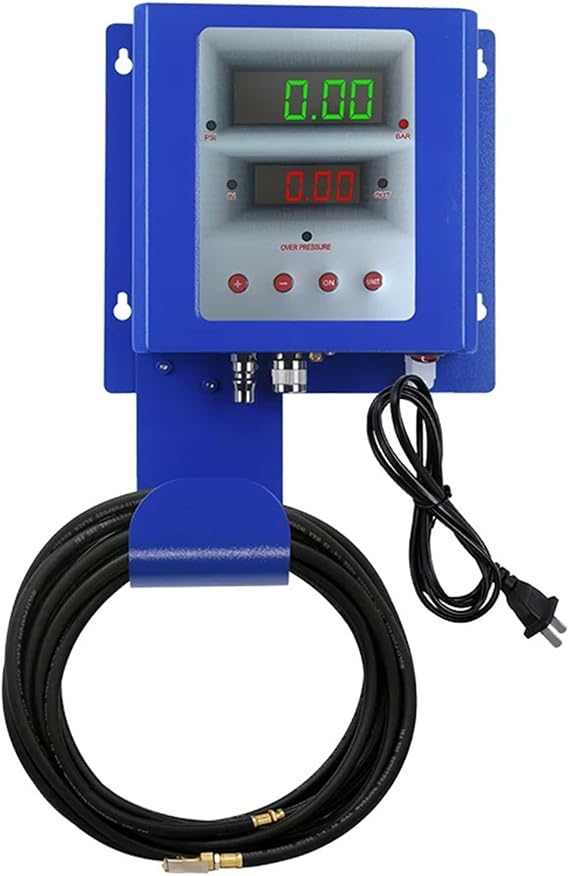 Fully Automatic Wall-Mounted Tire Inflator LED Digital Display Portable Air Compressor Tire Inflation Tool Car P(DP-Q06 Blue)