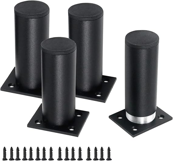 Bitray Furniture Legs 4 Inch Length Adjustable Desk Table Furniture Foot Black- 4PCS