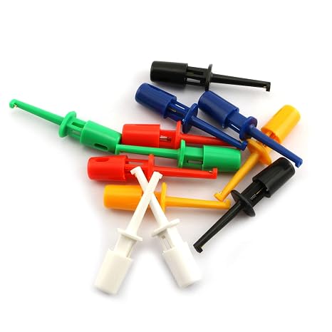 12-Pack 40mm Multi-Colored Test Hook Clips for Electrical Testing Probe Grabbers Colorful