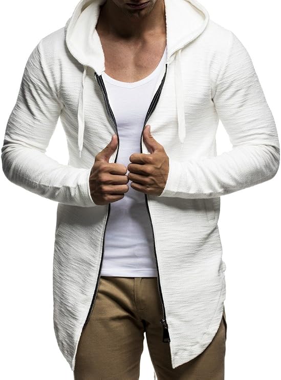 Leif Nelson Men's Oversized Hooded Long Jacket | Modern Stylish Longsleeve Full Zip Hoodie Sweatshirt