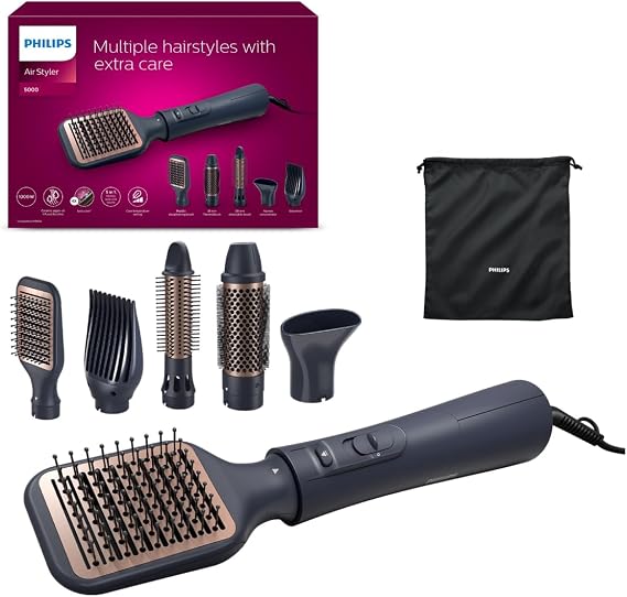 Philips 5’i 1 Arada Saç Şekillendirme ve Kurutma Seti, Argan Yağı Seramik Kaplama, İyonik Bakım, 5 Aparatlı Air Styler, Eşit Isı Dağıtımı, 3 Isı ve Hız Ayarı, Soğuk Hava Fonksiyonu, BHA530/00