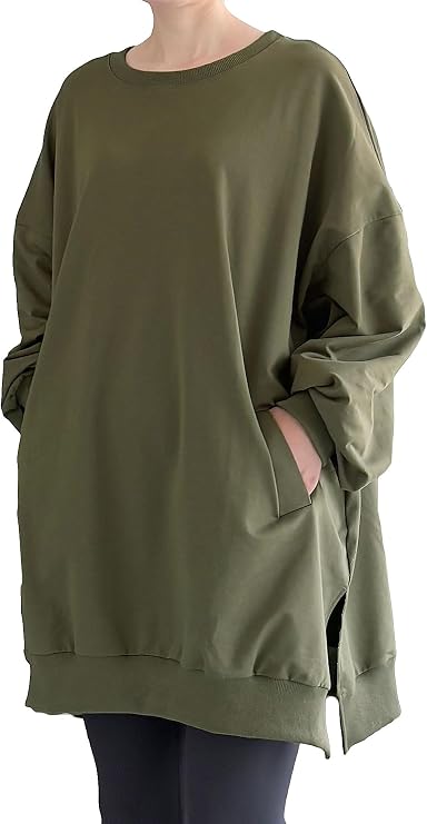 Minibee Women's Oversized Sweatshirt Crewneck Long Sleeve Tunic Shirts Plus Size Pullover Tops Fall Outfits