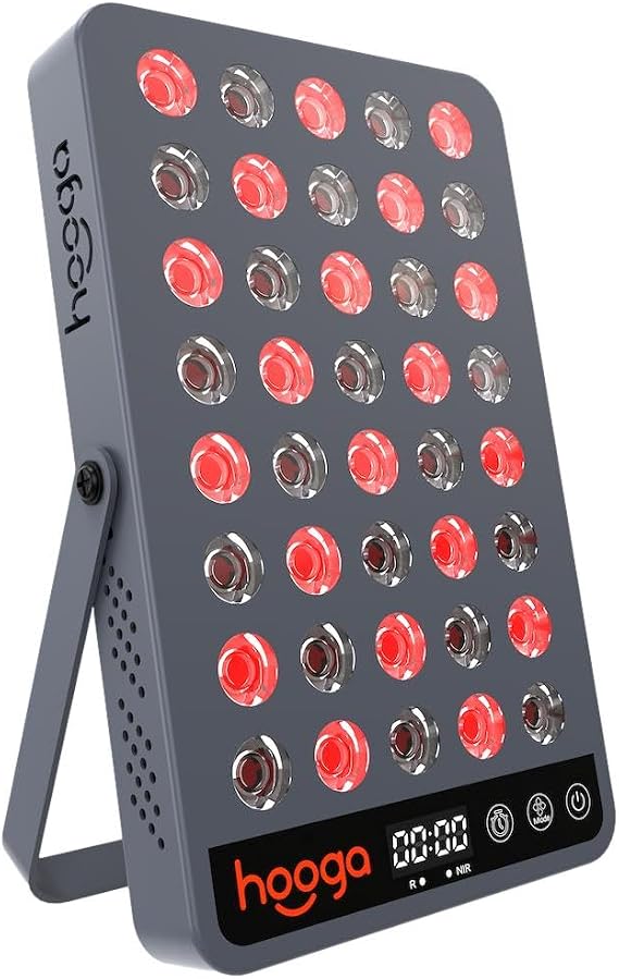 Hooga Red Light Therapy Panel Device 660nm Red & 850nm Near Infrared Light Therapy, LED Light Therapy Lamp for Face & Body, 40 LEDs, Timer, Adjustable Stand HG200