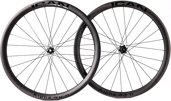 ICAN Alpha 40II/Alpha 50II 1390g/1460g Carbon Road Bike Wheelset Disc 700C Center Lock Clincher Tubeless Compatible 12 * 100/12 * 142mm