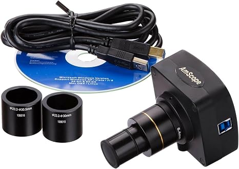 AmScope MU1003 10MP USB3.0 Real-Time Live Video Microscope Digital Camera | 10MP CMOS Sensor USB 3.0 Connectivity