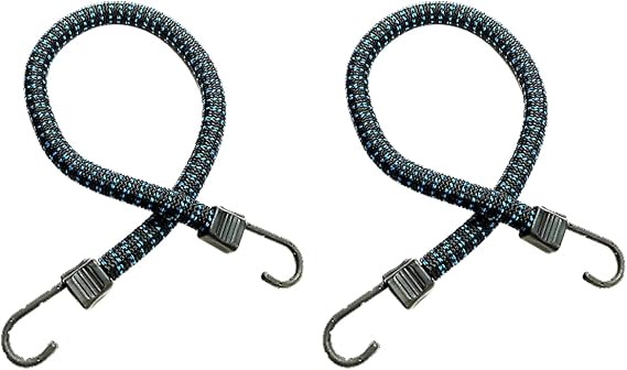 SuperBungee Cords | 2 Pack of 24-Inch Cords (30" incl Hooks) that Stretch to 11.5 FEET