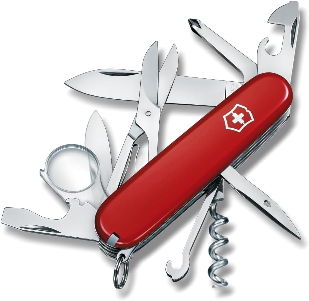 VICTORINOX 1.6703 Explorer Swiss Army Knife, Multi-functional Knife, Trekking, Hiking Magnifier with Phillips Screwdriver, Swiss Multi-Tool with 16 Functions