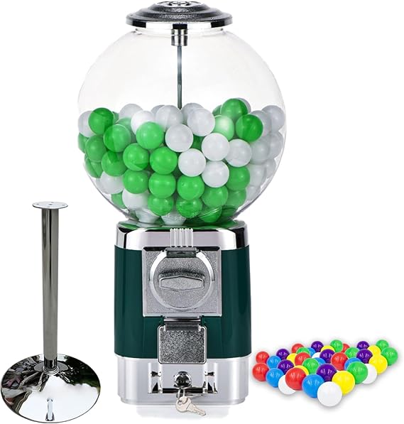Coffee Pod Holder, Capsules Vending Machine,No Need to Insert Coins for Gashapons/3.2cm,Coffee Bar Organizer for Countertop,with Metal Stand&20 Colored Ball Shells,Green