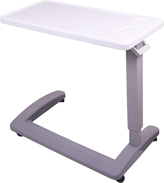 Carex Rolling Overbed Table, Hospital Bed Table, Laptop Tables for Recliner, Bed, Bedside and Sofa, Computer Tables, Hospital Tray, Adjustable with Wheels and Secure Height Adjustment