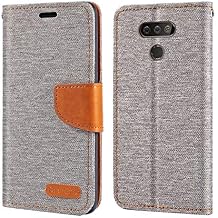Oxford Fabric Leather Flip Wallet Case Compatible with LG Xpression Plus 3, Durable Protective Magnetic Cover with Card Slots and Kickstand(Gray)
