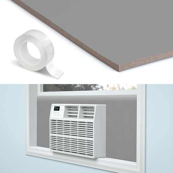 Air Jade Window Air Conditioner Side Panel Insulation, Full Surround Insulated Foam Panel for Indoor Window AC Side Panels Winter and Summer (Gray)