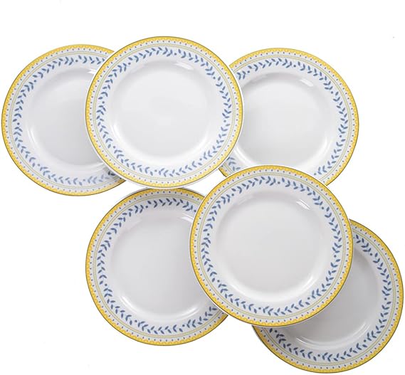 Braque Ceramic Dinner Plates Set of 6, 10.5 inch Dish Set - Microwave, Oven, and Dishwasher Safe, Scratch Resistant, Modern Rustic Dinnerware - Kitchen Porcelain Serving Dishes - Olive Vine