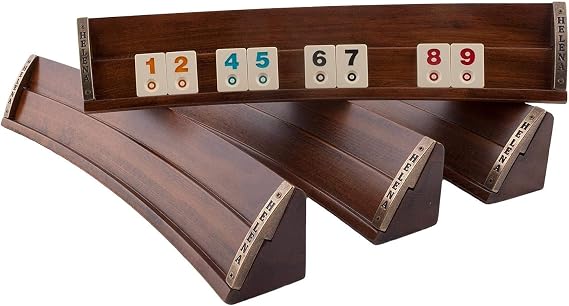 Wooden Oval Rummy Board Game Set Classic Rummikub Style Tile Game for Adults & Families