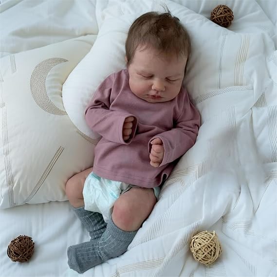 Pinky Reborn Anatomically Correct Baby Girl 20 Inch 50cm Realistic Reborn Baby Dolls Silicone Full Body Sleeping Newborn Doll Lifelike Silicone Babies Infant Doll for Kids Gifts