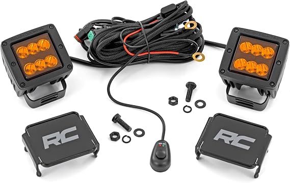 Rough Country 2 Inch Black Series LED Light Pods | Spot | Amber - 70903A