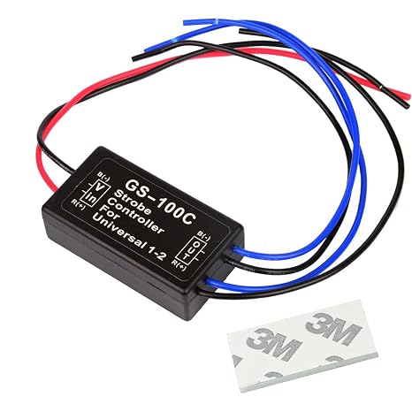 12V GS-100C Car Flash Strobe Controller with Remote Flasher Module | LED Flash Module Flash Strobe Controller for Motorcycles Cars Trucks Brake Light Tail Stop Light
