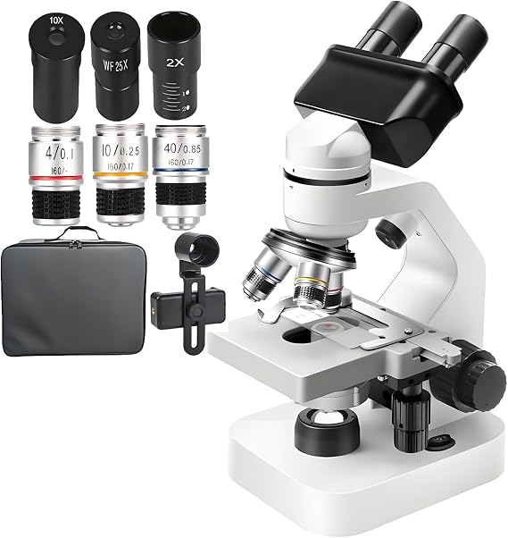 Professional Binocular Compound Microscope,40x-2000x High Power Microscope,Epc Lens Microscope For Laboratory,Double Stage,Integrated Caliper,Upper And Lower Double Led Lights