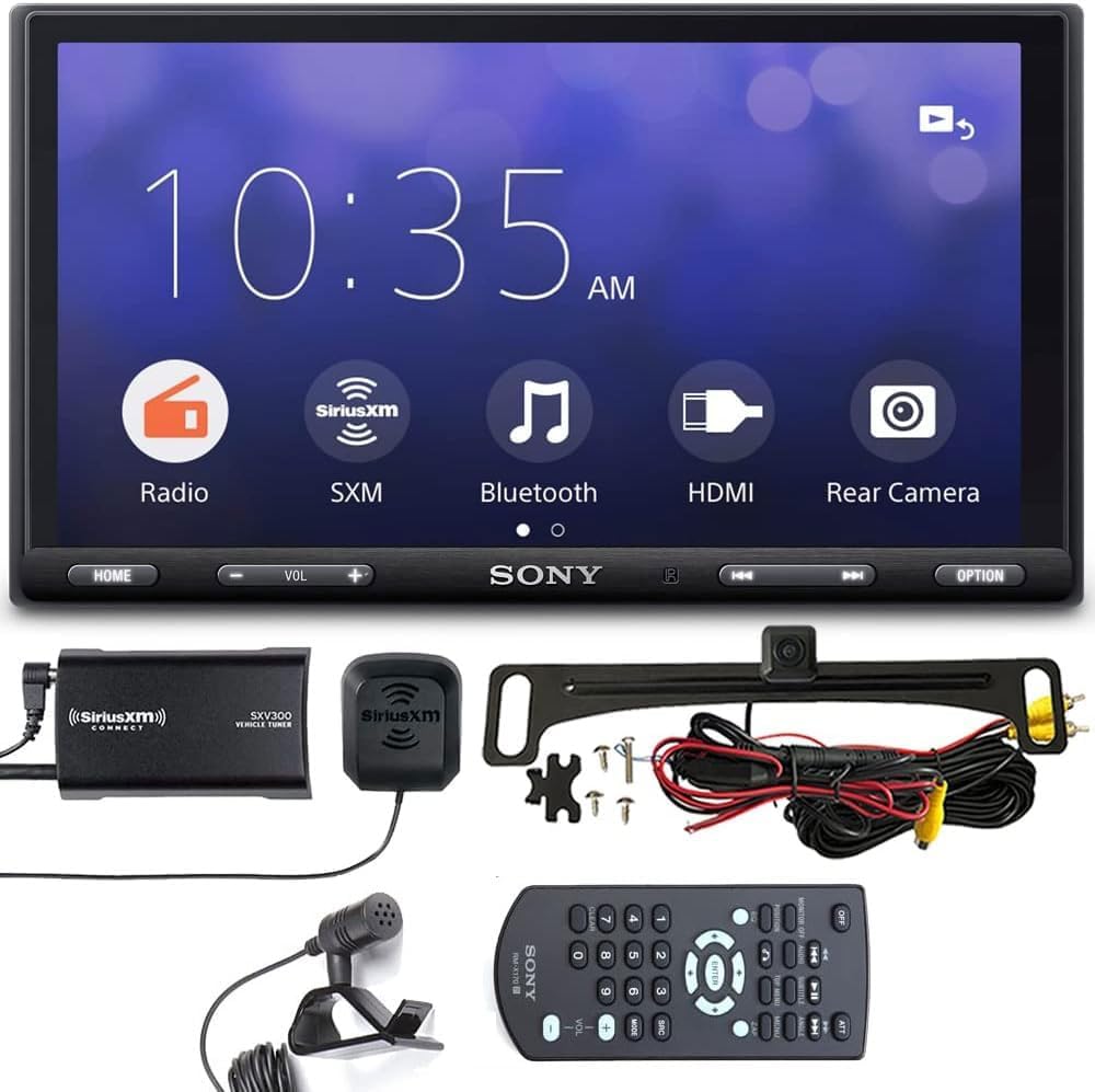 Sony XAV-AX5600 7-Inch Multimedia Receiver with Apple CarPlayAndroid Auto and HDMI Video Input Stereo, Backup Camera and SiriusXM Tuner Kit