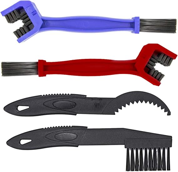 MMOBIEL Motorcycle Chain Cleaning Brush Kit Cleaner for Motorcycle, Bicycle and Mountain Bike 4 Pcs Cleaning Brush Tool - Bike Cleaning Tool Bicycle Chain Cleaner