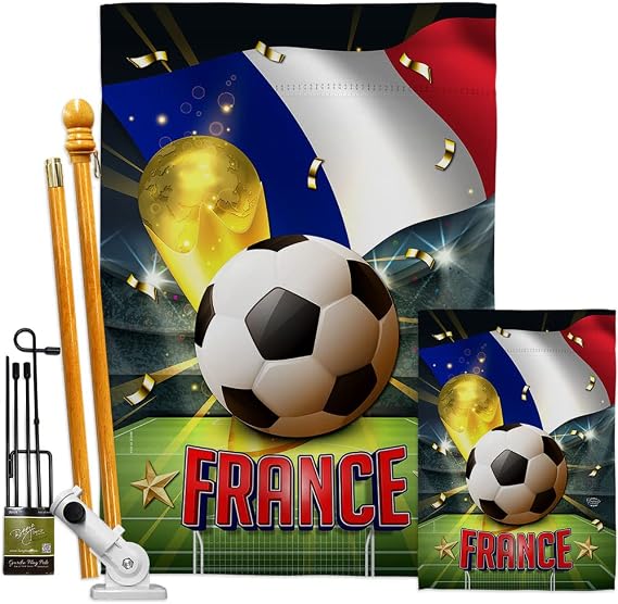 World Cup France Banner Wall Art Flag Poles for Outside House Stand Outdoor Decorations Garden Tapestry Yard Signs FIFA Team Qatar Trophy Soccer Game Football Gifts, Made in USA