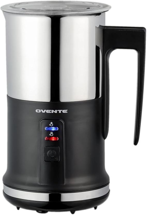 OVENTE Milk Frother Steamer and Warmer with Auto Shutoff, Black FR1208B