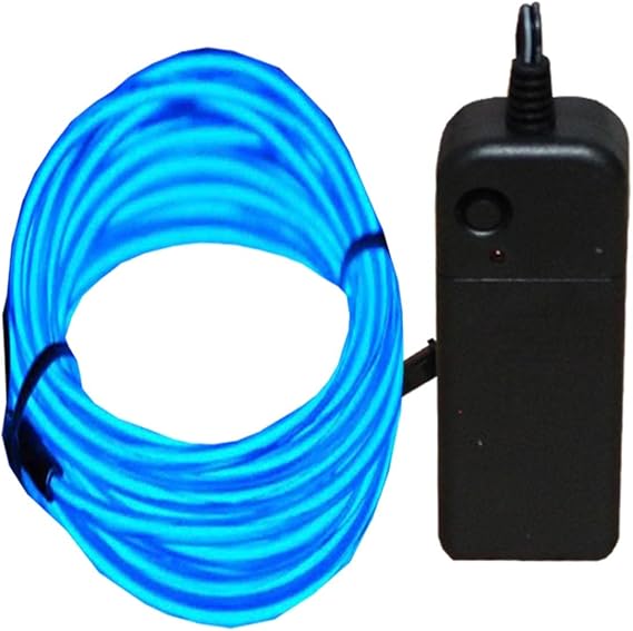 15ft Neon El Wire Light Kit for Decoration,Party, Halloween, Burning Man (Blue)