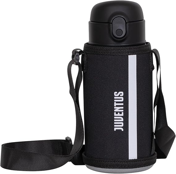 JUVENTUS Boys White Black Water Bottle Holder with Shoulder Strap Temperature Resistance: 12 Hours/Cold 24 Hours