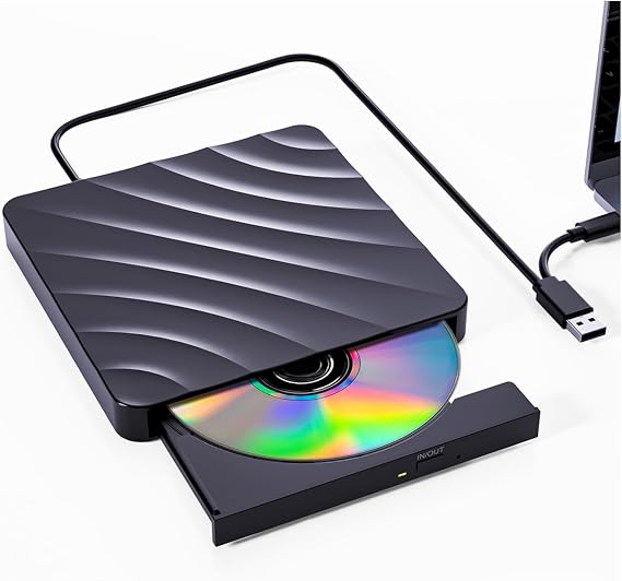 External CD DVD Drive for PC - USB 3.0 CD Burner DVD Player for Laptop, External Optical Drives for PC/MacBook, Disc Reader for Windows 11/10/8/7/XP/Vista, Linux, Mac