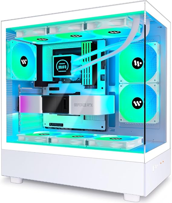 KEDIERS PC Case - ATX Tower Gaming Computer Case with Tempered Glass,Pink